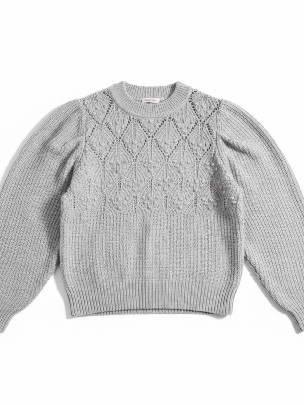 a new day Light Gray Textured Knit Crewneck Sweater